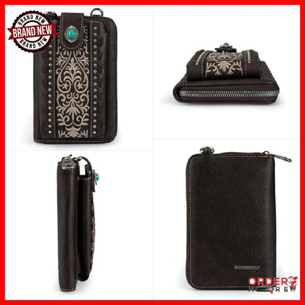 Small Vegan Leather Crossbody Bag with 12 Card Slots & Phone Pocket - Picture 6 of 8